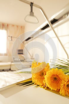Flowers hospital bedside table