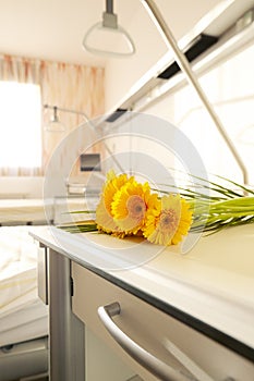 Flowers hospital bedside table