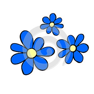 Flowers icon. Simple outline color vector illustration clip art in doodle flat style, isolated on white background