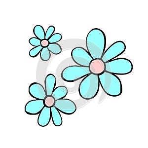 Flowers icon. Simple outline color vector illustration clip art in doodle flat style, isolated on white background