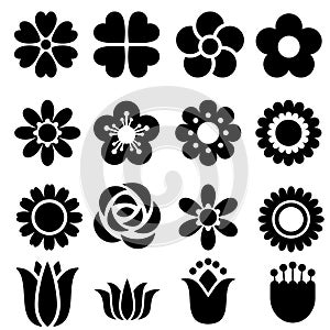 Flowers icons vector set. garden illustration sign collection. Spring symbol.