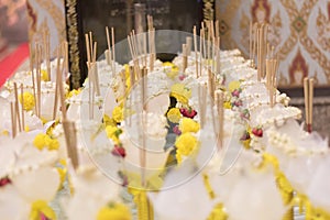 Flowers, incense Buddha