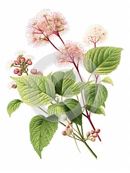 Flowers, including pink and white blossoms. There are also leaves in scene, which add to overall appeal of arrangement
