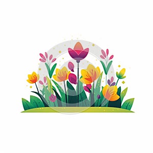 Flowers isolated on white background. Set of coloured flower icons. Flowers in flat style. Vector illustration
