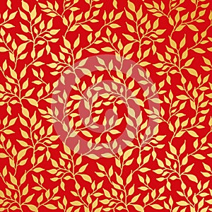 Flowers leaf gold seamless pattern