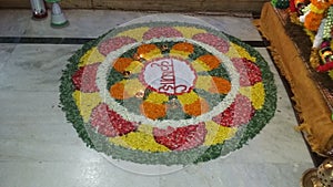 FLOWERS AND LEAF RANGOLIS IN RAM TEMPLE