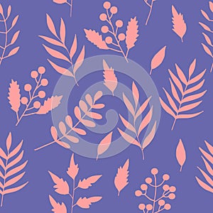 flowers and leaves seamless pattern hand drawn. , minimalism, scandinavian, monochrome, trendy colors 2022. simple