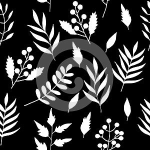 flowers and leaves seamless pattern hand drawn. , minimalism, scandinavian, monochrome, trendy colors 2022. simple