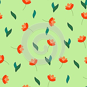 Flowers and leaves vector seamless pattern design