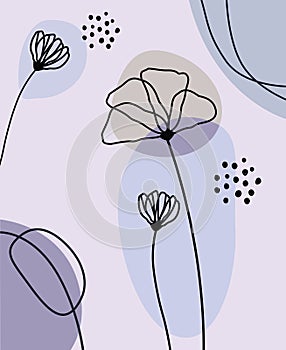 Flowers lines on abstract background