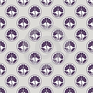 Flowers lotus polka dot flat simlpe seamless pattern vector illustraton