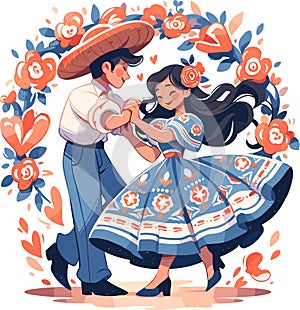 Flowers and love in mexico, flat character design