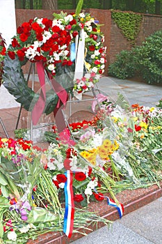 Commemoration Day with flowers and Dutch flags