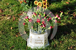Flowers in Memoriam stone photo