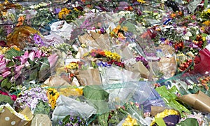 Flowers in memories to a terrorist attack in London