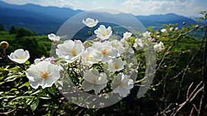 flowers in the mountains HD 8K wallpaper stock photographic image