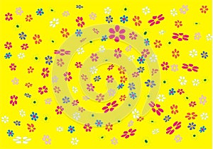 Flowers in multiple colors scattered on the background