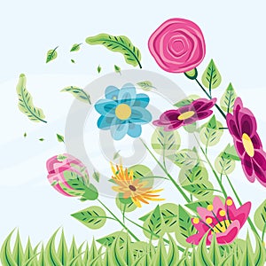 flowers naturals with grass icon photo