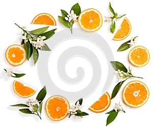 Flowers of orange and slices.