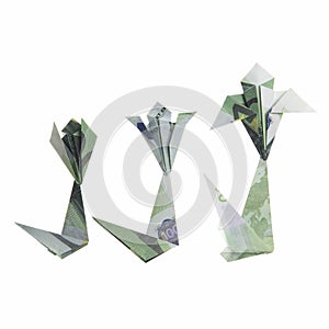 Flowers origami banknotes