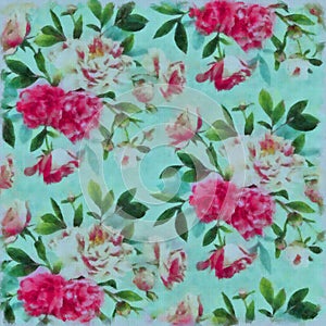 Flowers painted on fabric with watercolours photo