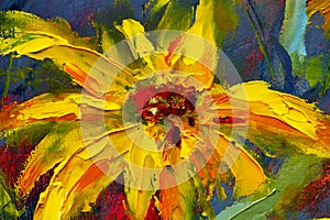 Kvety maľovanie divoký kvety sedmokrásky oranžový slnečnica na modrý olej obrazy 