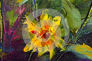 Kvety maľovanie divoký kvety sedmokrásky oranžový slnečnica na modrý olej obrazy 