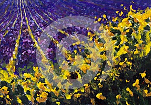 Flowers paintings monet painting claude impressionism paint landscape flower meadow oil yellow sunny wildflowers and purple lavend