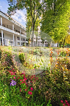 Flowers in the park in Sliac spa resort by Hotel Palace