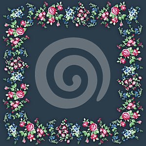 Flowers pattern.Silk scarf design, fashion textile.