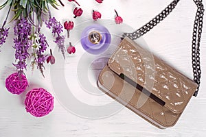 Flowers perfume handbag photo