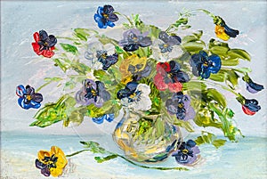 Flowers, picture oil paints on a canvas