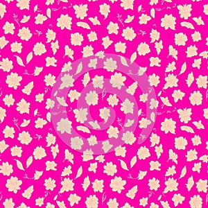 Flowers on pink, seamless pattern design, repeating background