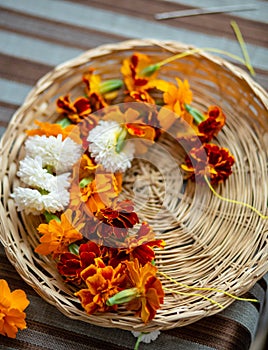 Flowers preparation for Haldi/Pithi ceremony