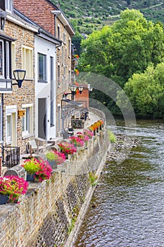 Flowers on the quay in the historic center of La Roche-en-Ardenne