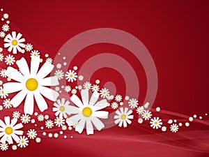 Flowers on red background