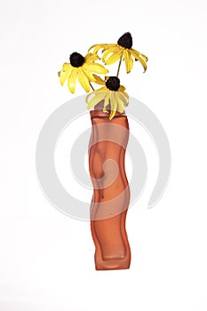 Flowers in a red vase.