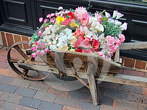 Flowers for Sale in Old Wooden Cart