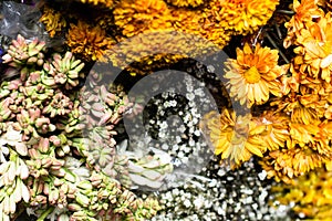 Flowers for sale at Peruwian market in South America.