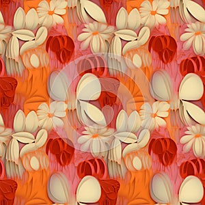 Flowers seamless pattern. Floral nature decorative background. Art Nouveau style. Abstract floral collage graphic design.