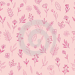 flowers seamless pattern hand drawn doodle. , minimalism, scandinavian, monochrome, trendy colors 2022. simple abstract