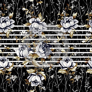 Flowers and seamless pattern.Silk scarf design, fashion textile.