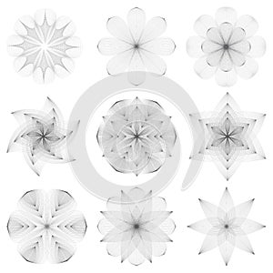 Flowers. Set of geometric design elements