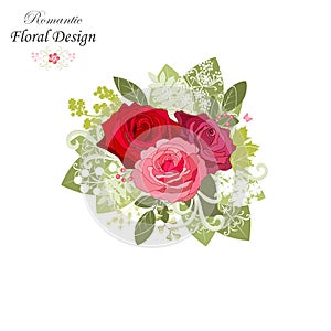 Flowers set. The rose elegant card. Vector illustration