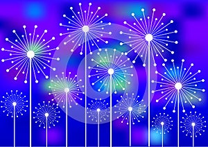 Flowers silhouettes on bokeh background