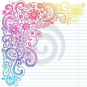 Flowers Sketchy School Notebook Doodles Vector Illustration photo