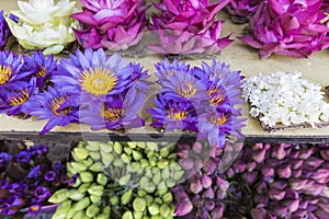 Flowers sold to be used as offerings in front of the Temple of t