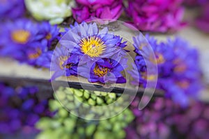 Flowers sold to be used as offerings in front of the Temple of t