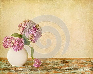 Flowers still life on wooden board