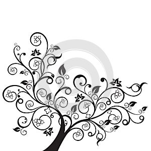 Flowers and swirls design element silhouette